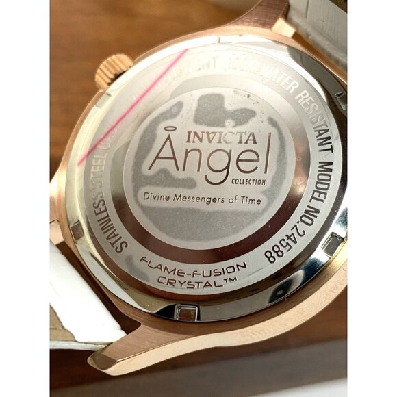 Invicta Womens Watch 24588 Angel Quartz Rose Gold Silver White Leather Band 40mm main image 7